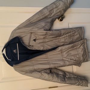 Adidas , large, reversible coat. Blue /grey.